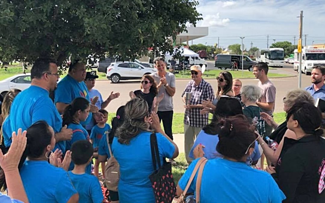A prayer vigil outside a shelter in Texas for undocumented immigrants