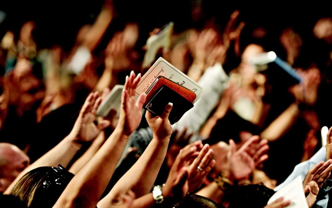 Hands raised during a church worship service