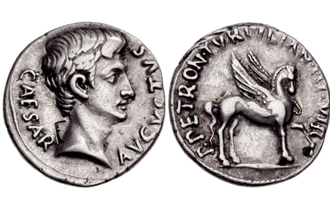 Two Roman denarius coins.
