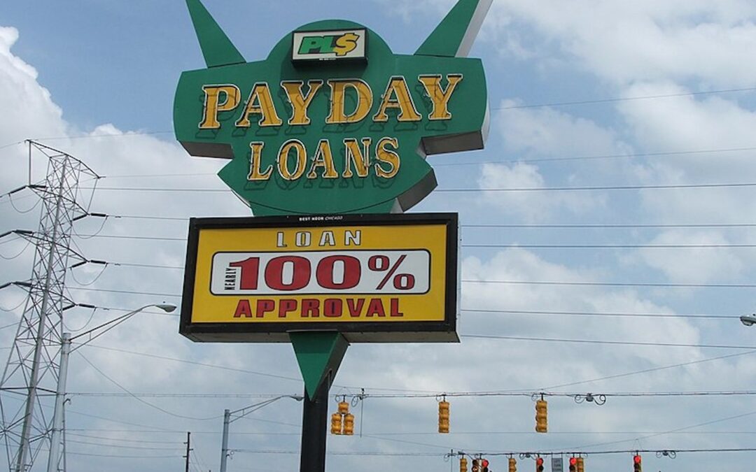 A payday loans sign in Indianapolis, Indiana.