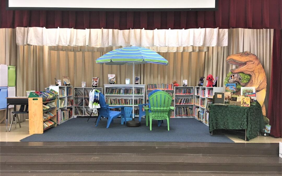 The Book Nook at Brook at Brook Avenue Elementary School in Waco, Texas, staged for children to come and browse through the books.