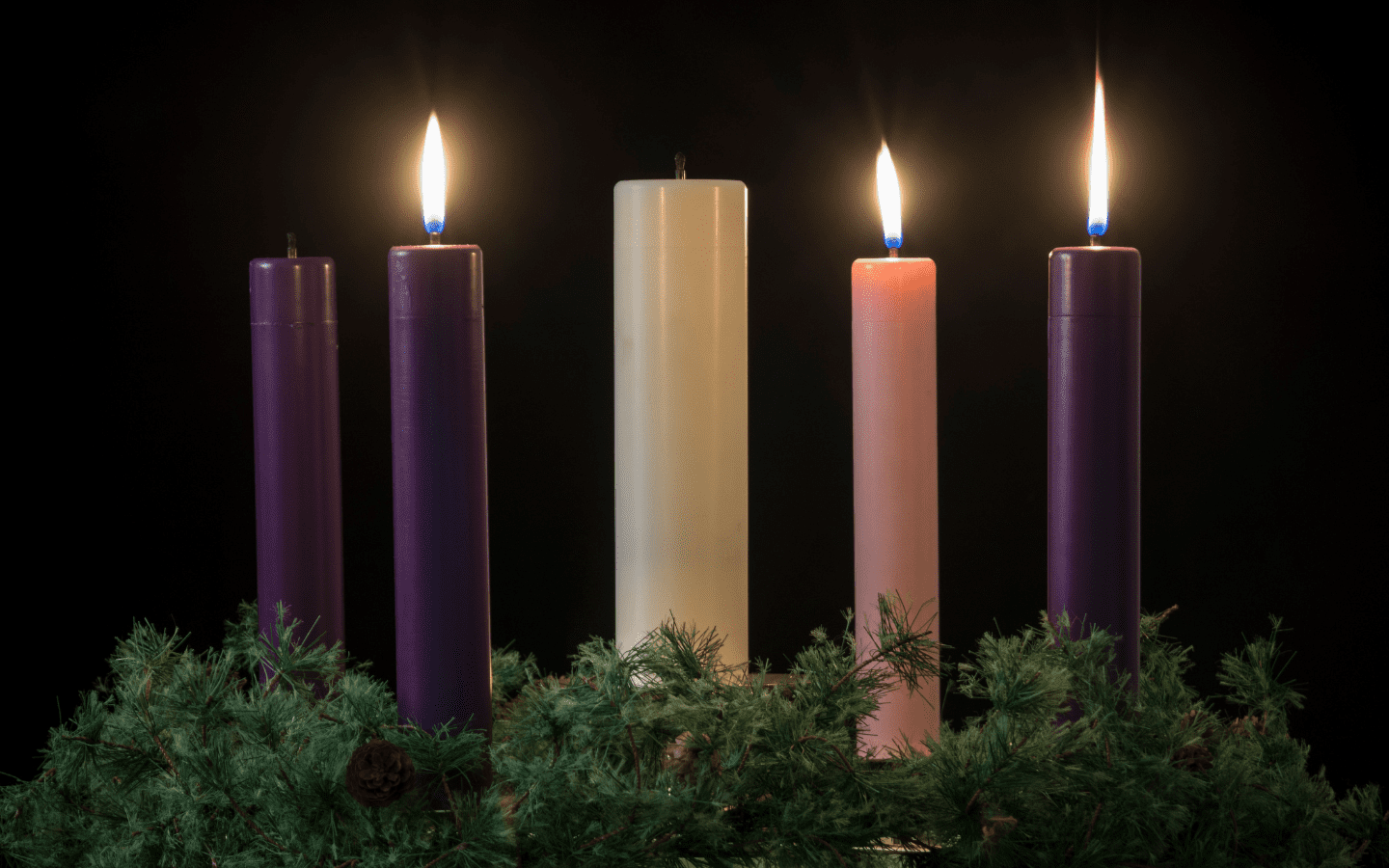 Advent candles lit for “Joy” week.