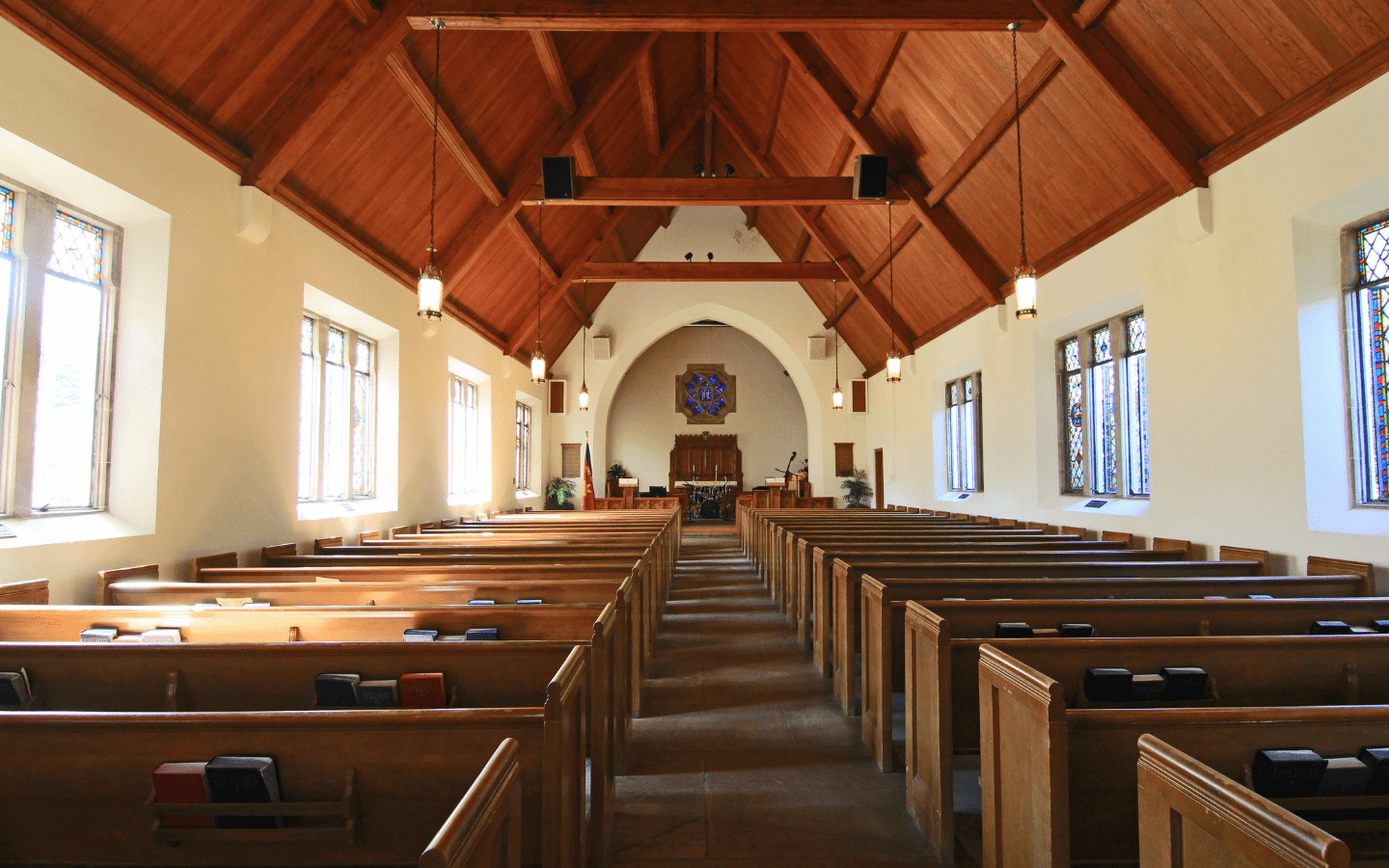 An empty church sanctuary.