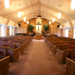 A photo of a small, empty church sanctuary.