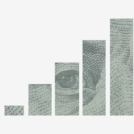 A bar chart with parts of the American dollar representing each bar.