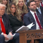 The Trump and Vance families listen to Mariann Budde sermon.