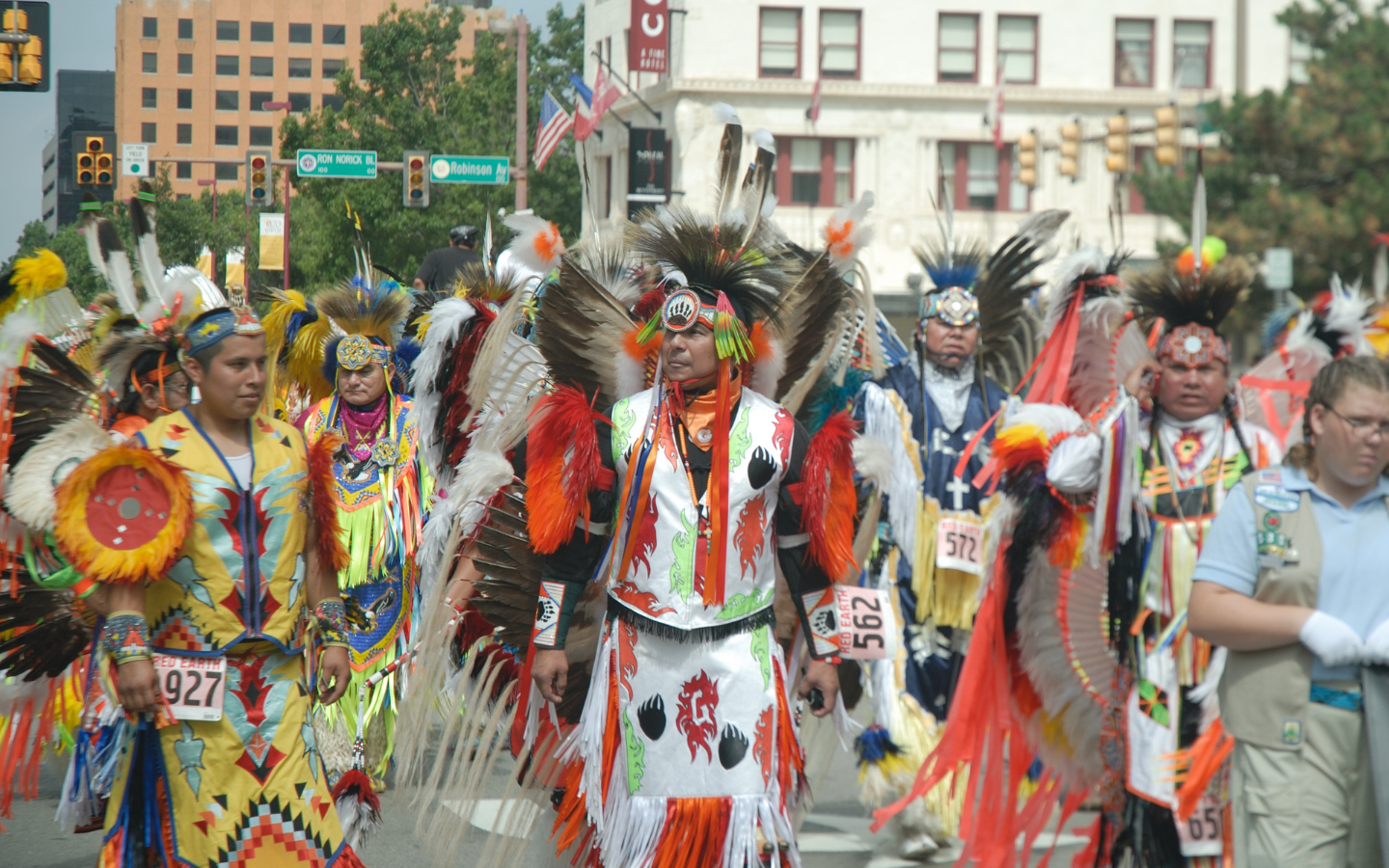 Southern Fancy Dancers in the Red Earth Parade at the 2008 Red Earth Festival.
