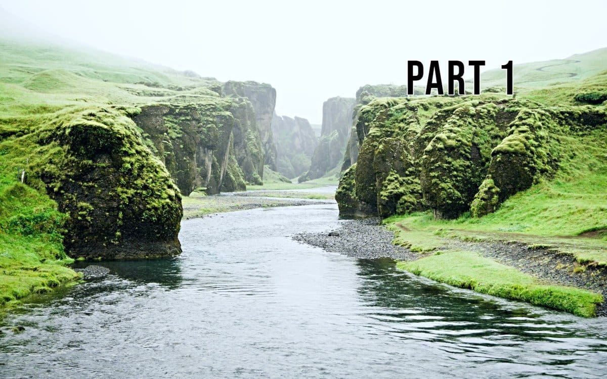 River running between cliffs
