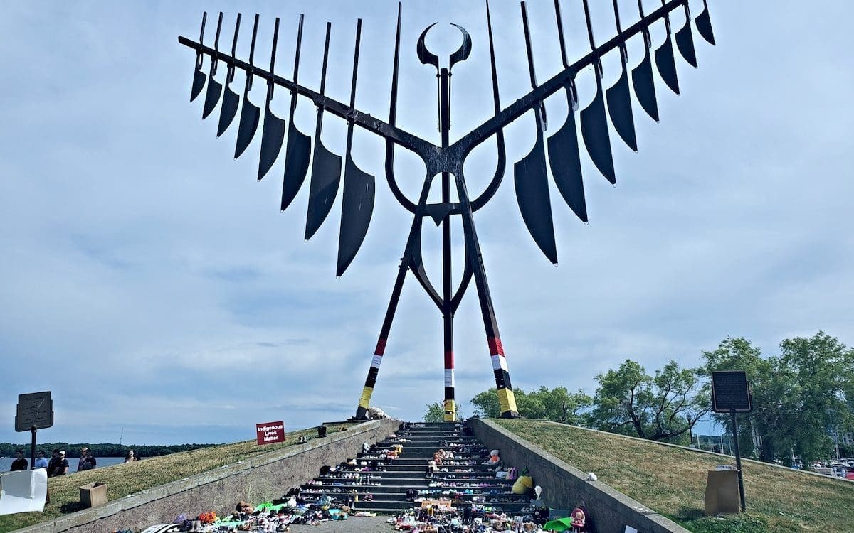 The Spirit Catcher statue in Barrie