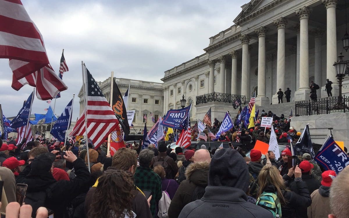 A crowd of Trump supporters outside the US Capitol on Jan. 6