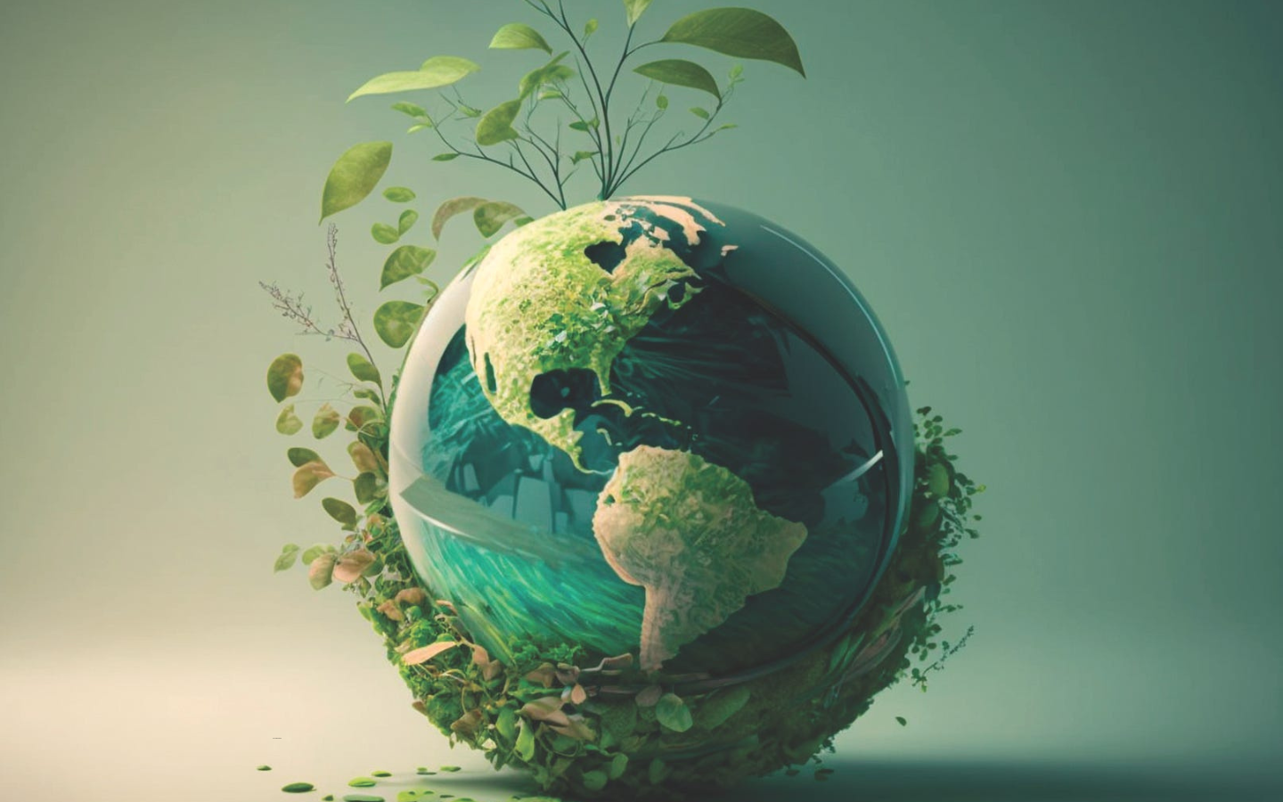 An image of the Earth with vegetation growing around it.