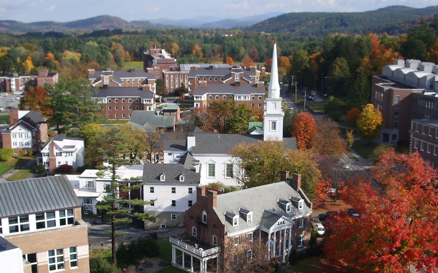 An aerial photo of Dartmouth College.