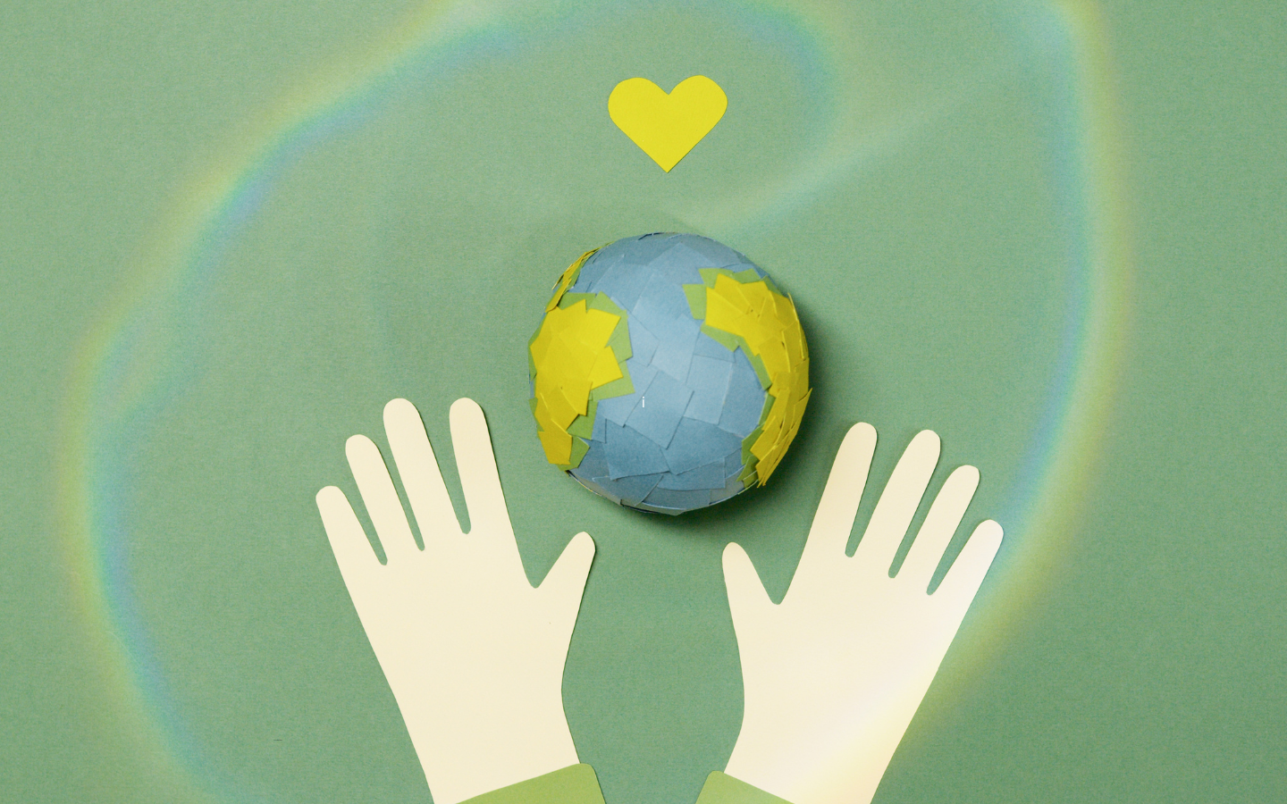 A paper craft rendering of caring for the earth.
